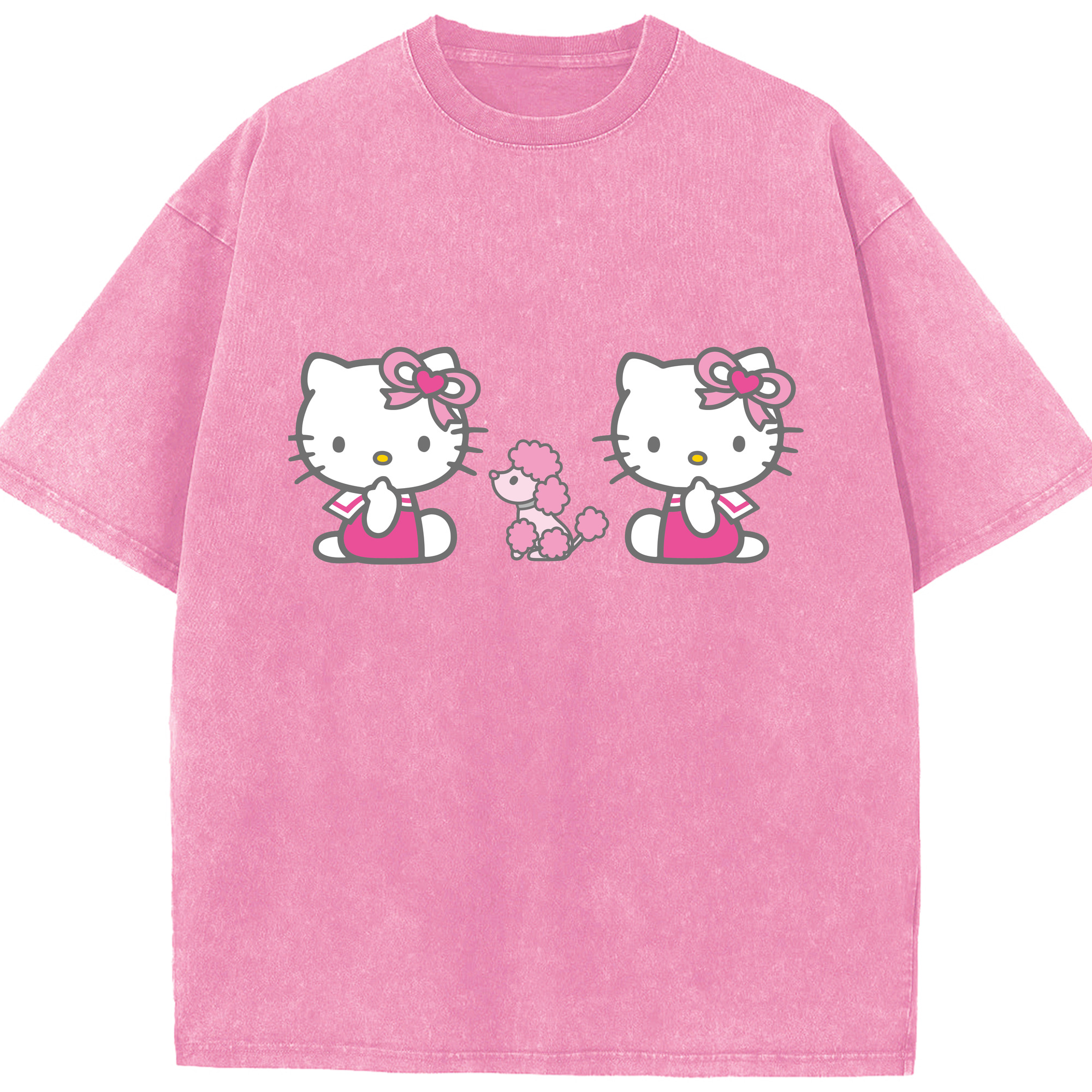 （画像用） Hello Kitty ハローキティ 綿100% ヴィンテージ風 半袖Tシャツ（フロントプリント）